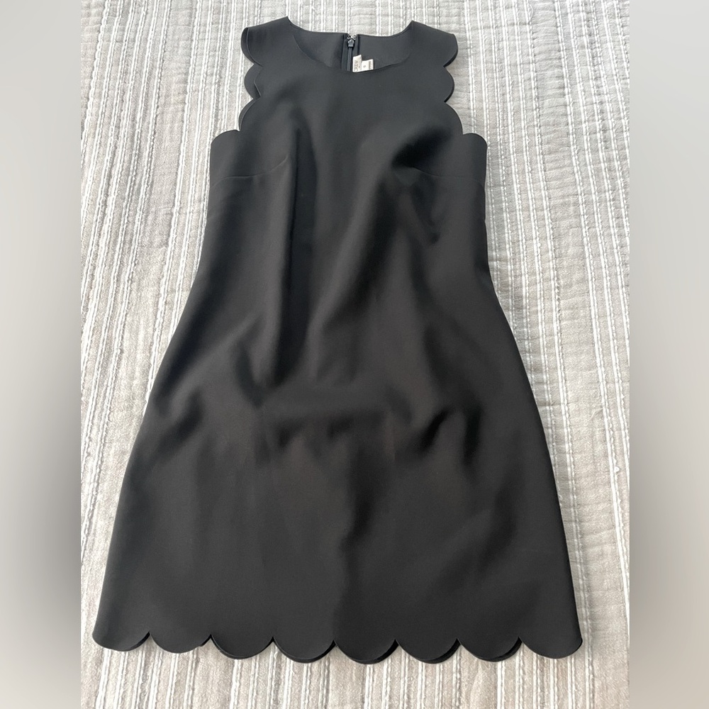 J Crew Scalloped Little Black Dress LBD size 0